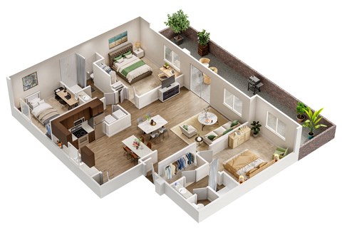 3 Bedroom Floor Plan at Avilla Marana Apartments in Marana Arizona